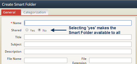 Screenshot of option to share a Smart Folder.